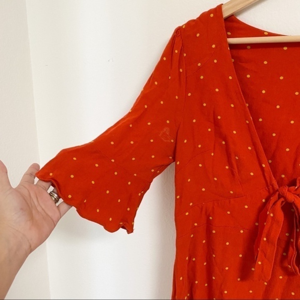 Free people all yours polka dot front tie mini dress - Picture 7 of 13